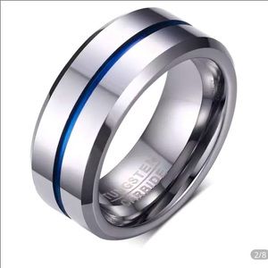 Tungsten Carbide blue line Ring for Men